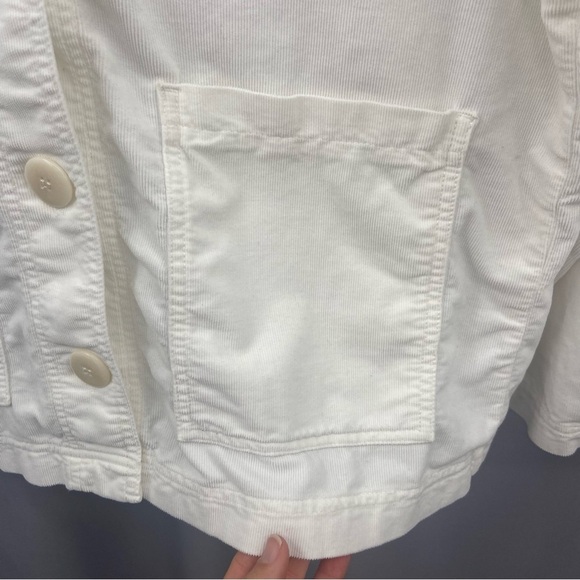Beaumont Organic White Lightweight Corduroy Button Front Boxy Jacket Size Medium - Picture 4 of 8